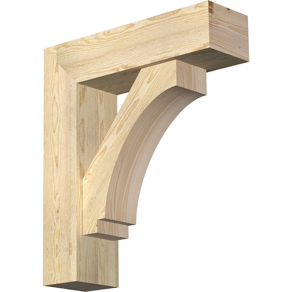 Ekena Millwork Imperial Block Rough Sawn Bracket w/ Offset Brace, Douglas Fir, 8"W x 28"D x 32"H BKT0806X28X32IMP05RDF - main